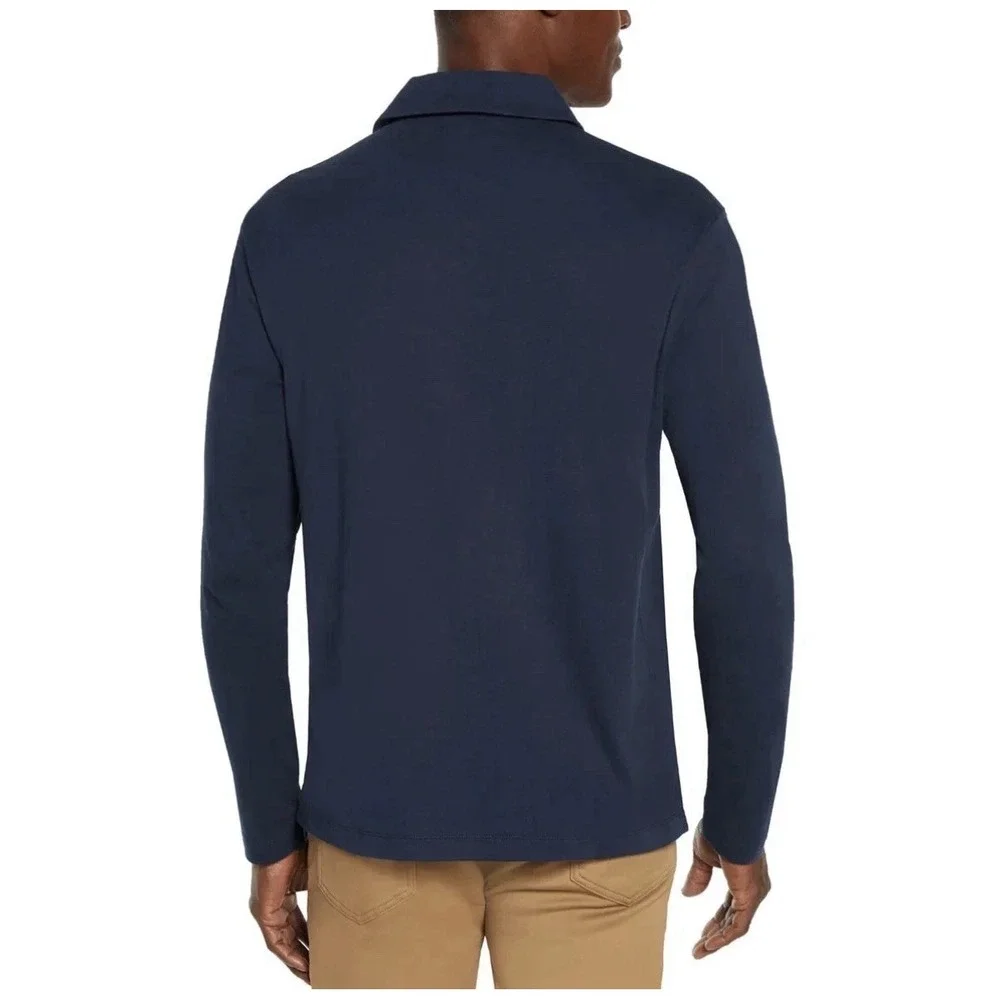 NWT Banana Republic Men's Long Sleeve Luxe Touch Polo‎ Navy Blue Size XXL